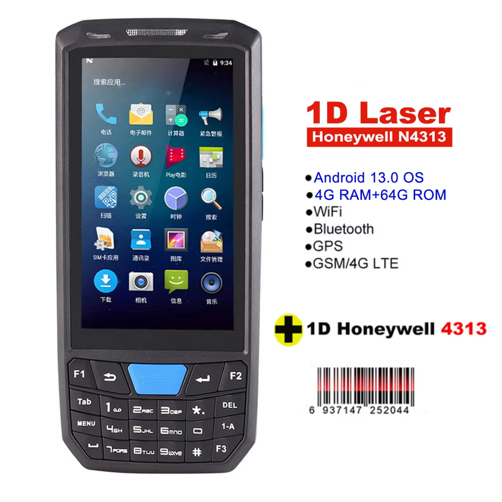 Handheld PDA Android 13 Terminal Touch Screen 2D Barcode Scanner 4G Lte Wifi Bluetooth GPS Rugged Data Collector Terminal