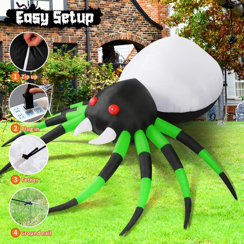 8 FT Width Halloween Inflatable Spider Outdoor Decoration with Magic Light, Blow up Yard Inflatables Holiday Inflatables for Outdoor Yard Garden Lawn Decor