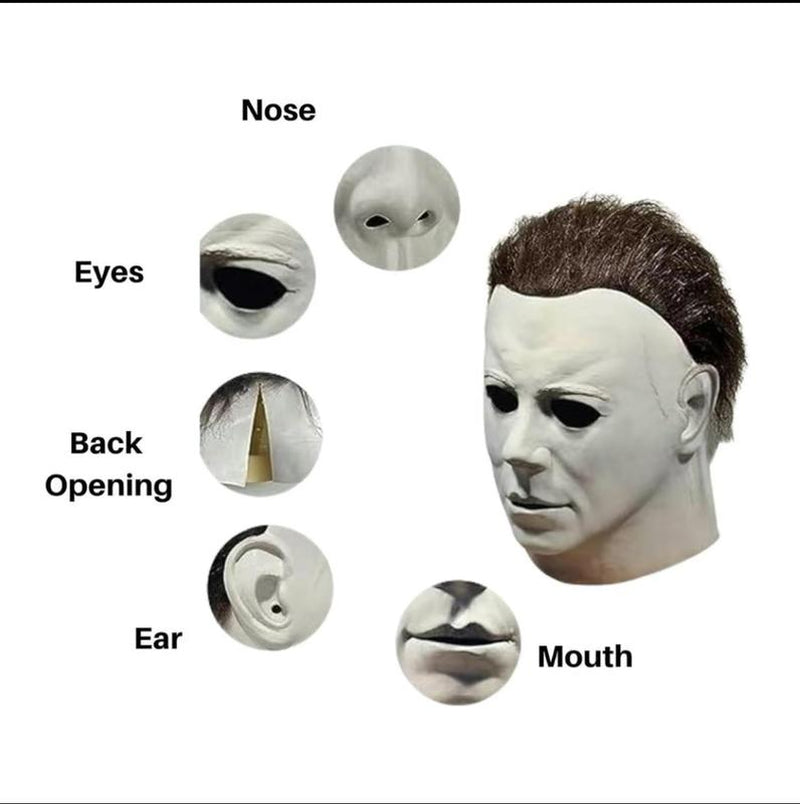 Realistic Halloween Michael Myers Mask - Officially Inspired Authentic Design Full Coverage Premium Quality Latex for Cosplay Events & Horror Conventions Evil Mirrors