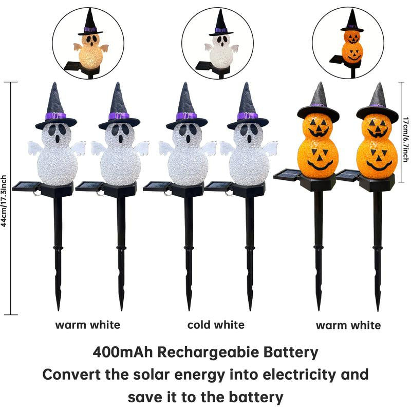 Halloween Pumpkin Ghost Solar Pathway Lights, Waterproof Outdoor Decorations for Yard, Patio, Lawn, Porch, Perfect Halloween Party Supplies