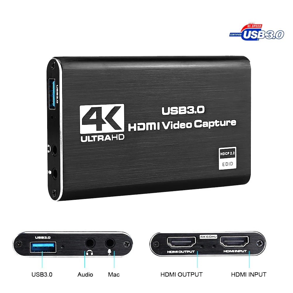 4K HDMI Video Grabber USB 3.0 1080P 60Fps Game Recorder