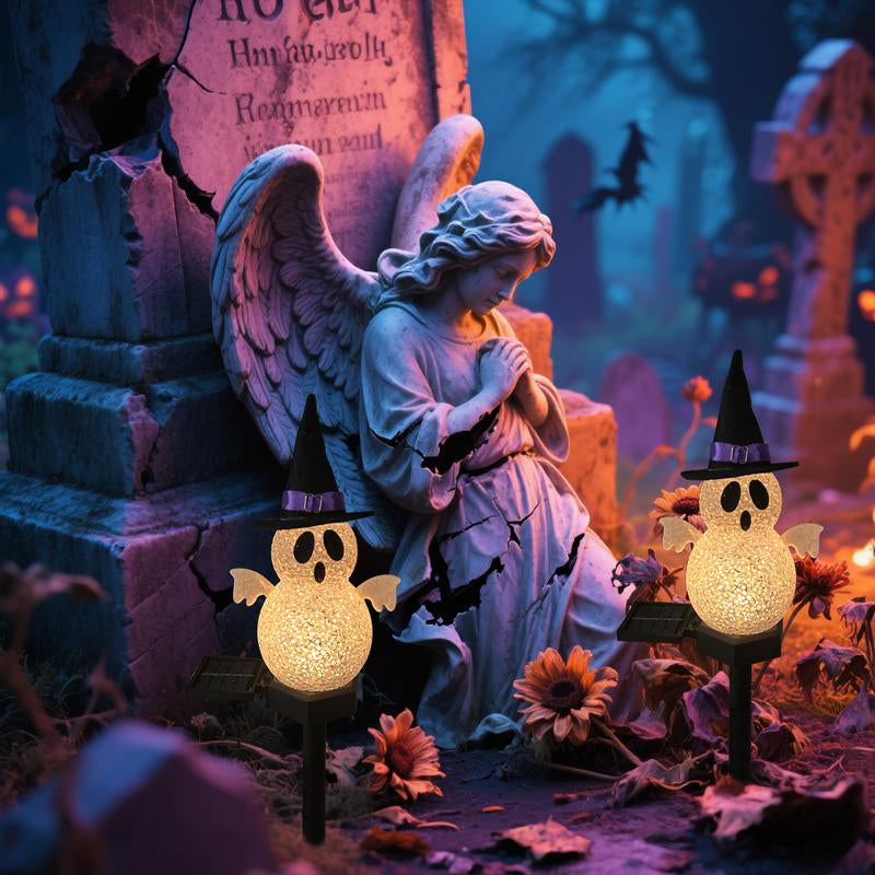 Halloween Pumpkin Ghost Solar Pathway Lights, Waterproof Outdoor Decorations for Yard, Patio, Lawn, Porch, Perfect Halloween Party Supplies