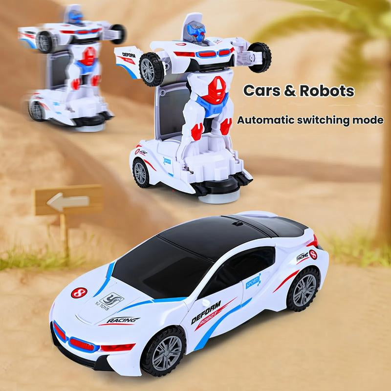 Police Car Transformer Toy for Boys Ages 4-6 - 1-Second Car-To-Robot Transformation, Cool Glowing Lights, Auto-Turn When Obstacles, Battery-Powered Transformer Car & Kids' Police Car Toy, Perfect Birthday Gift