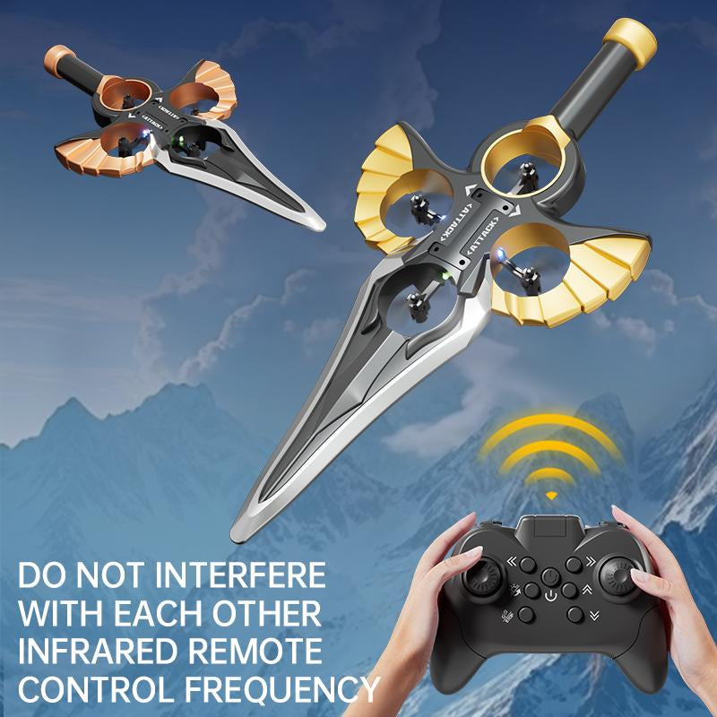 Stunt Drone with Flying Sword Design 360° Aerial Roll & Optical Positioning LED Night Flight Mode Cameras Remote Controlled Stand for Aerial Photography and Videography Dual Folding Jet Rc Rtfrc Plane Dual Battery Remote Flying Toys Control Aircraft