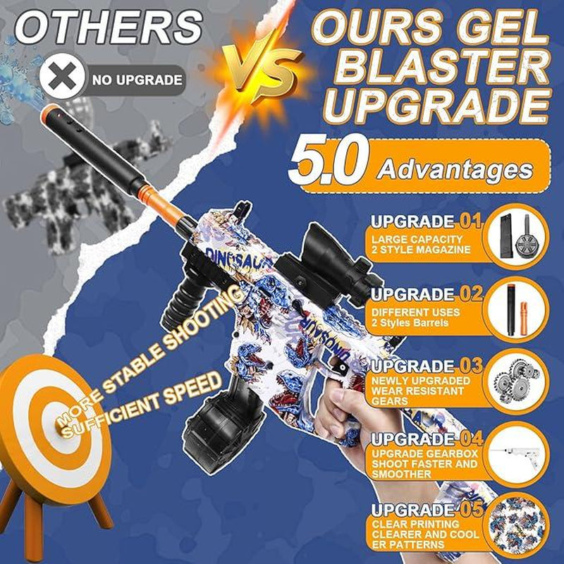 Automatic Dual Mode Gel Balls Blaster Toys Rechargeable Splatter Gel Ball Blaster with Goggles and Ammo Drum, Outdoor Activities Shooting Game Party for Kids 14+ Waterblaster Inflatable Water