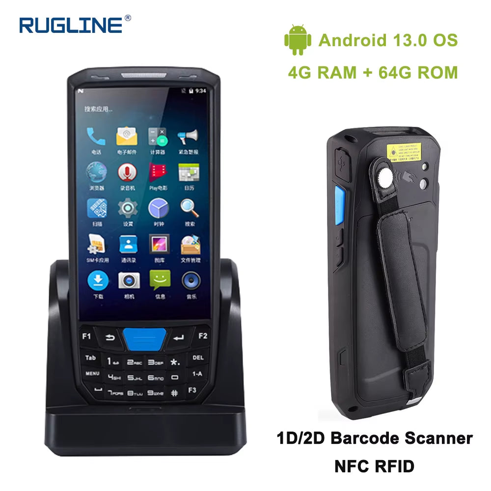 Handheld PDA Android 13 Terminal Touch Screen 2D Barcode Scanner 4G Lte Wifi Bluetooth GPS Rugged Data Collector Terminal