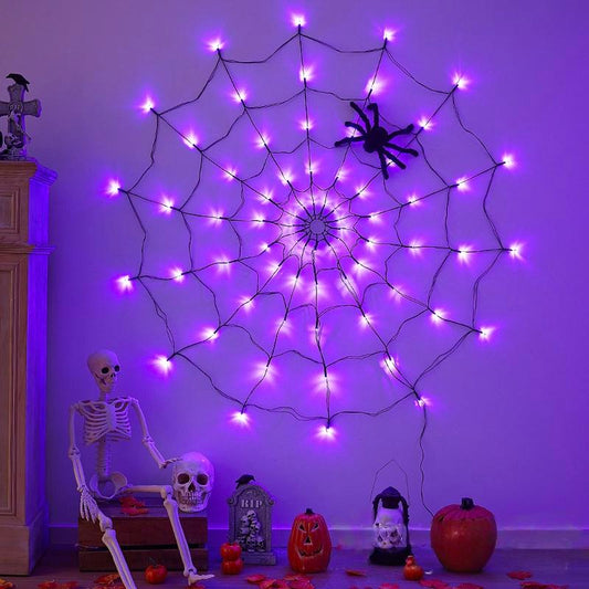 Halloween Decorations, Spider Web Hanging Ornaments, Door Hanger, Wall Hanger & Realistic Black Furry Spider, Remote Control, Easy Setup for Halloween Party