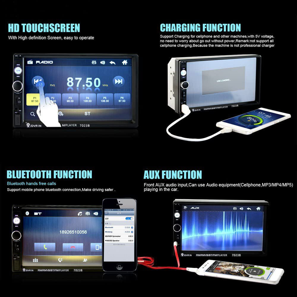 Estereo De Pantalla Para Coche Bluetooth Doble Din Car Stereo Reproductor 7 Inch