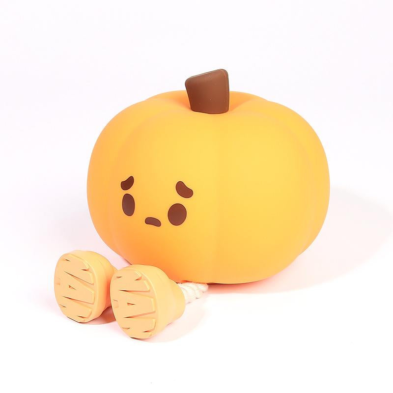 Halloween Pumpkin Night Light, Cute LED Pumpkin Lamp with 3 Level Dimmable, Nursery Nightlight for Kids, Silicone Rechargeable Bedside Touch Lamp, Funny Office Desk and Halloween Decor for Woman and Kids