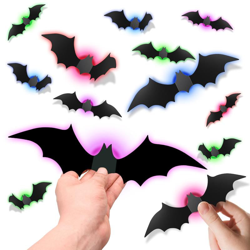 VKK 3D Bat RGB Lights with Remote– Waterproof Decorations Spooky Omaments for Home Party Festival Halloween Easy Installwall Stickers Smooth Application