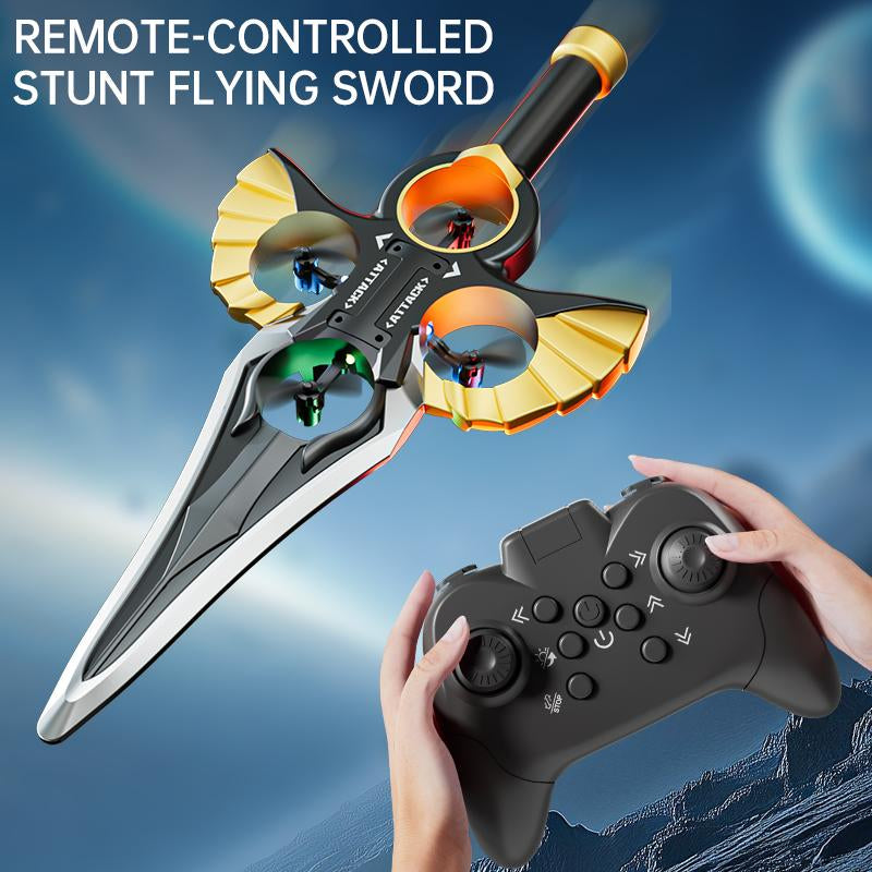 Stunt Drone with Flying Sword Design 360° Aerial Roll & Optical Positioning LED Night Flight Mode Cameras Remote Controlled Stand for Aerial Photography and Videography Dual Folding Jet Rc Rtfrc Plane Dual Battery Remote Flying Toys Control Aircraft
