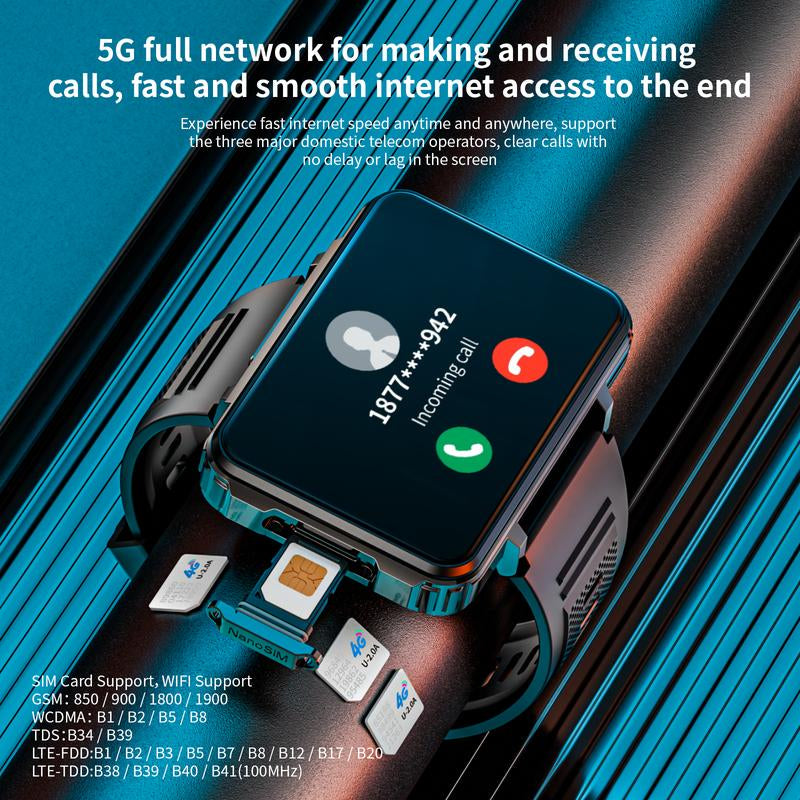 LOKMAT 4G SIM Card Android Smart Watch, 2.4" Large Screen Sport Smartwatch 1500Mah Dual Camera Wifi Bluetooth GPS Smart Watches for Men