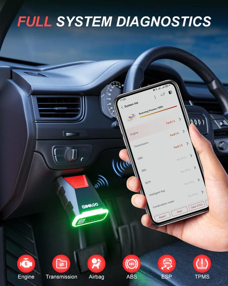 GOOLOO DS200 OBD2 Scanner for Car, Bluetooth Wireless All System Diagnostic Tool for Ios&Android, Bi-Directional Control,8+ Hot Reset,Repair Guides,Check Engine Code Reader,Live Data&Performance Test