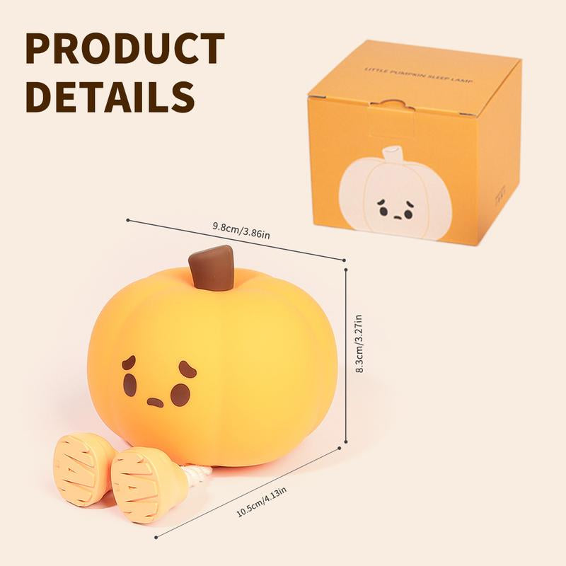 Halloween Pumpkin Night Light, Cute LED Pumpkin Lamp with 3 Level Dimmable, Nursery Nightlight for Kids, Silicone Rechargeable Bedside Touch Lamp, Funny Office Desk and Halloween Decor for Woman and Kids