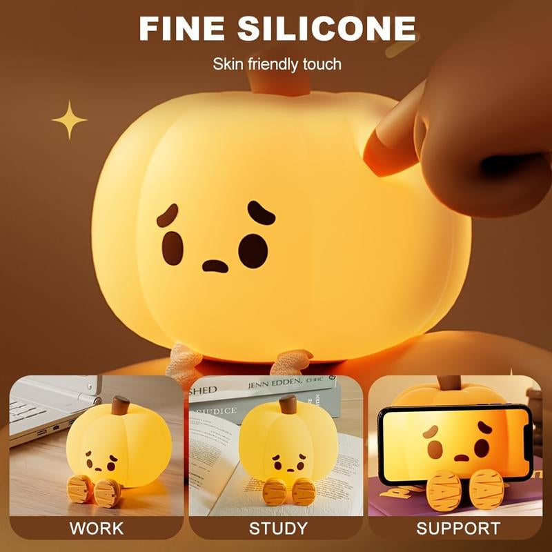 1Pcs Pumpkin Night Light, Cute Pumpkin Fun Gift, Cool Gadget, Halloween Home Decor, Nighttime Lighting, Ambient Room Lighting, Dimmable Bedside Light, Decorative Lamp, Seasonal Decor Style, Cartoon Theme, Smooth Dimming Mechanism, Touch-Sensitive Control