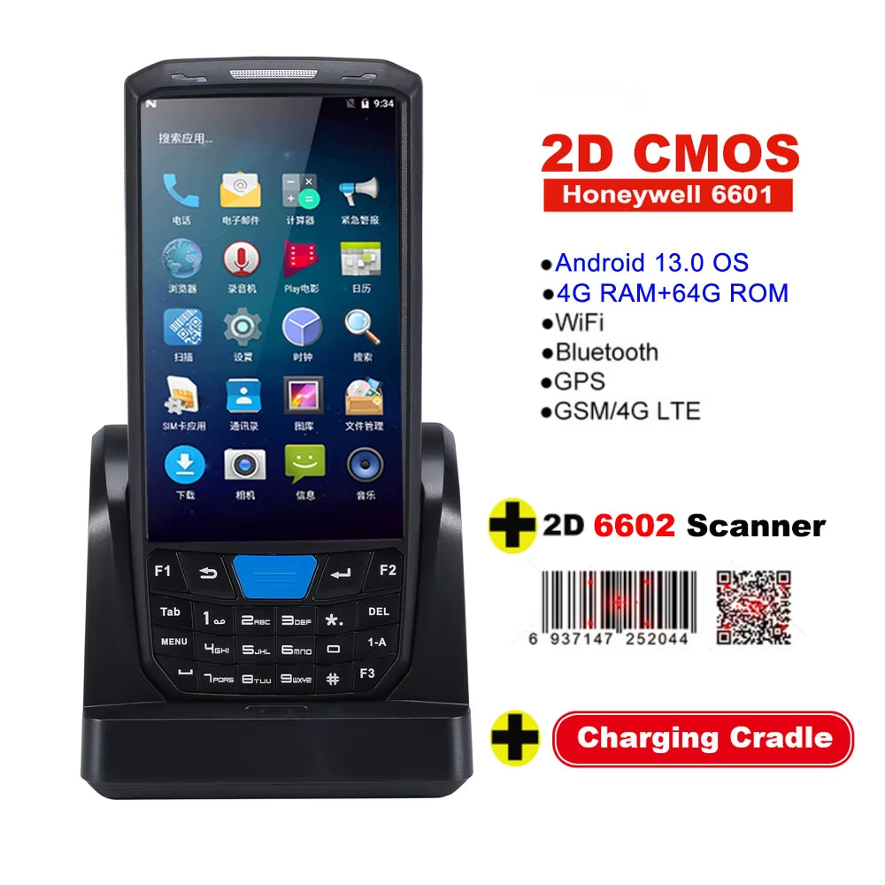Handheld PDA Android 13 Terminal Touch Screen 2D Barcode Scanner 4G Lte Wifi Bluetooth GPS Rugged Data Collector Terminal