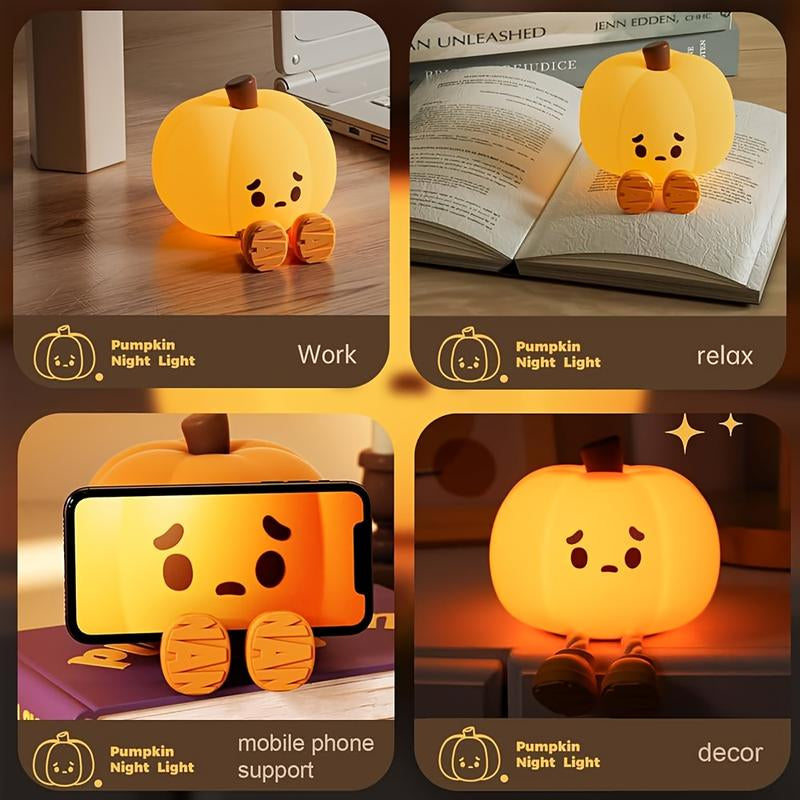 1Pcs Pumpkin Night Light, Cute Pumpkin Fun Gift, Cool Gadget, Halloween Home Decor, Nighttime Lighting, Ambient Room Lighting, Dimmable Bedside Light, Decorative Lamp, Seasonal Decor Style, Cartoon Theme, Smooth Dimming Mechanism, Touch-Sensitive Control