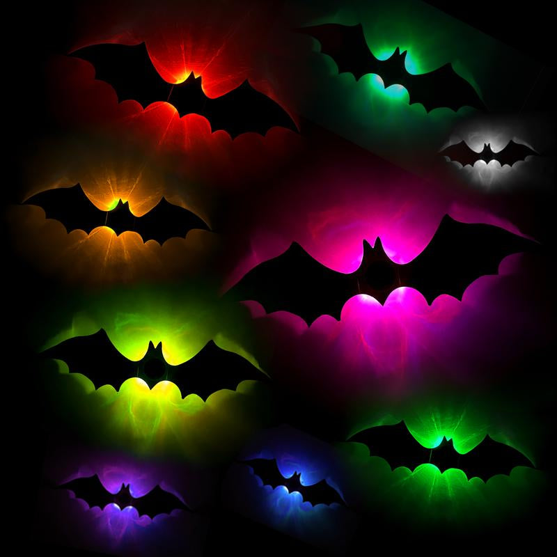 VKK 3D Bat RGB Lights with Remote– Waterproof Decorations Spooky Omaments for Home Party Festival Halloween Easy Installwall Stickers Smooth Application