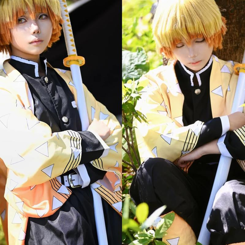Anime Cosplay Costume Set with Wig and Accessories, Kimono Outfit for Men and Women, Great for Cosplay and Halloween, Asian Size Order Size Up