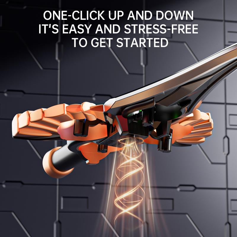 Stunt Drone with Flying Sword Design 360° Aerial Roll & Optical Positioning LED Night Flight Mode Cameras Remote Controlled Stand for Aerial Photography and Videography Dual Folding Jet Rc Rtfrc Plane Dual Battery Remote Flying Toys Control Aircraft