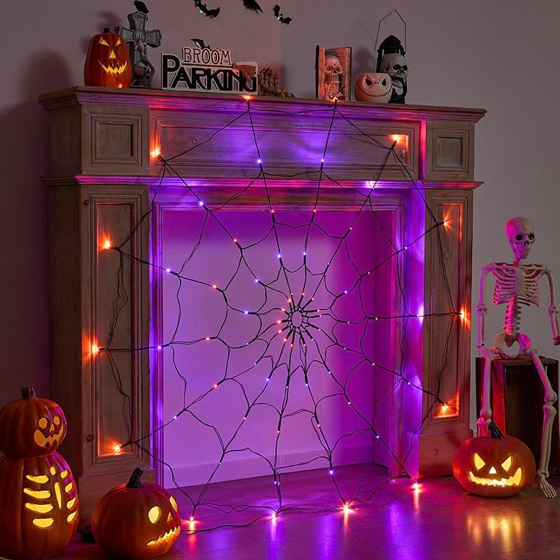 Halloween Decorations, Spider Web Hanging Ornaments, Door Hanger, Wall Hanger & Realistic Black Furry Spider, Remote Control, Easy Setup for Halloween Party