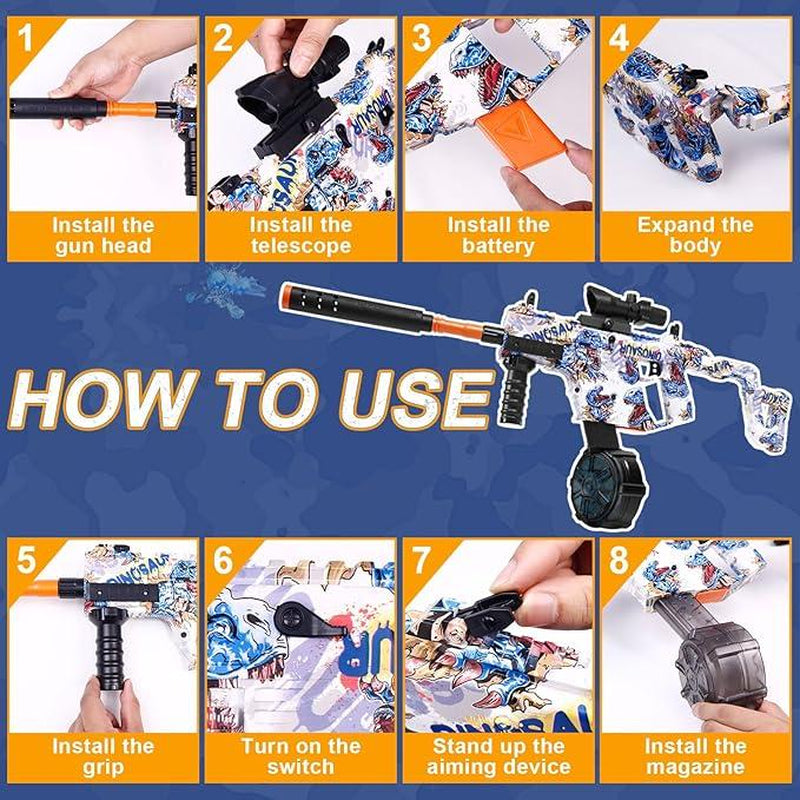 Automatic Dual Mode Gel Balls Blaster Toys Rechargeable Splatter Gel Ball Blaster with Goggles and Ammo Drum, Outdoor Activities Shooting Game Party for Kids 14+ Waterblaster Inflatable Water