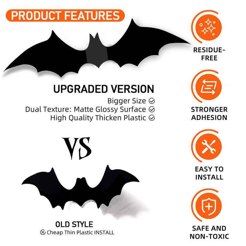 VKK 3D Bat RGB Lights with Remote– Waterproof Decorations Spooky Omaments for Home Party Festival Halloween Easy Installwall Stickers Smooth Application