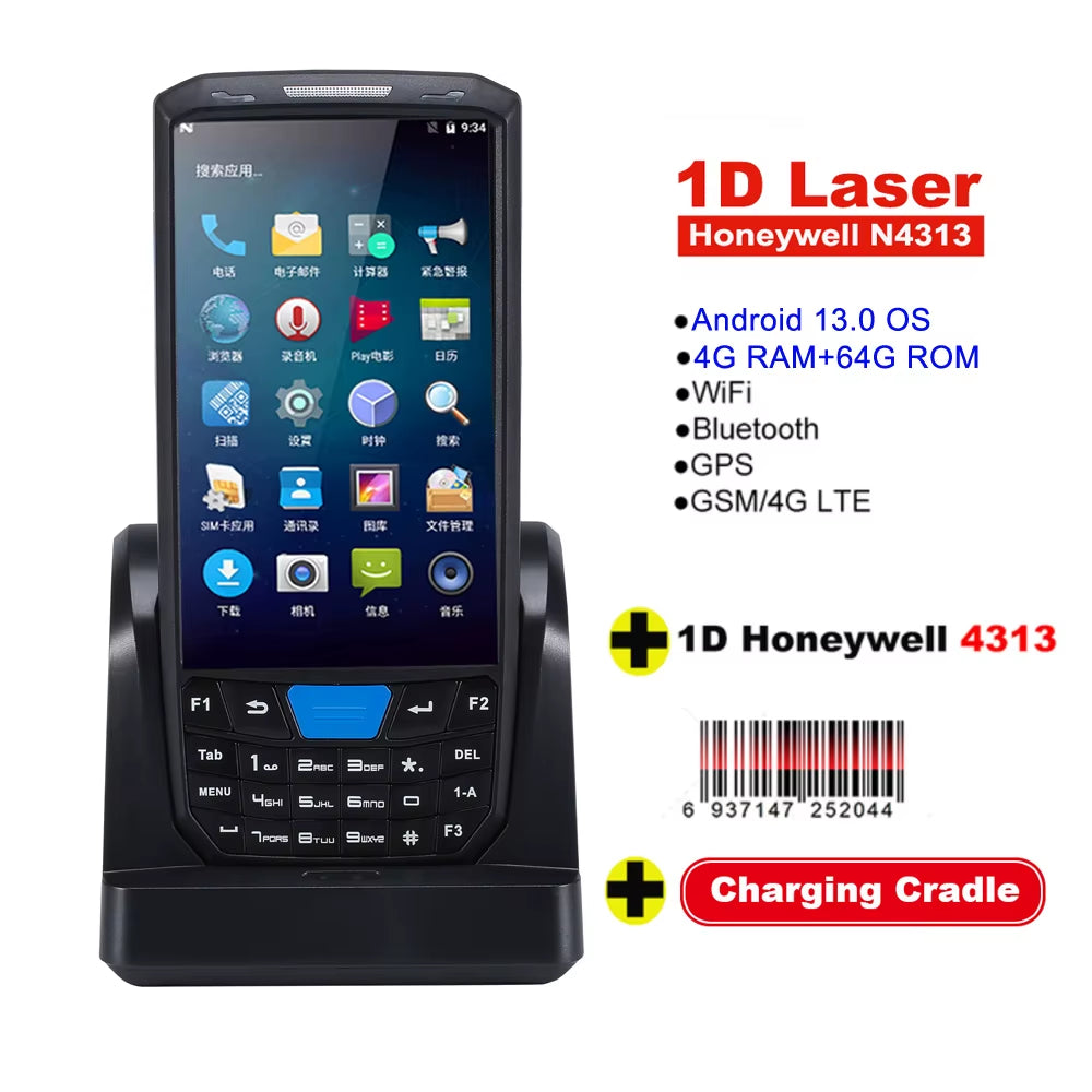 Handheld PDA Android 13 Terminal Touch Screen 2D Barcode Scanner 4G Lte Wifi Bluetooth GPS Rugged Data Collector Terminal