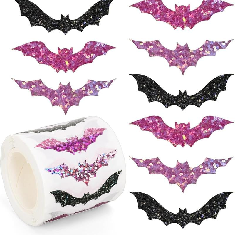 500Pcs Halloween Ghost Stickers Roll Laser Cute Boo Ghost Smiling Pumpkin Holographic Waterproof Self-Adhesive Sticker Decals for Envelope Journal Decor Party Supplies