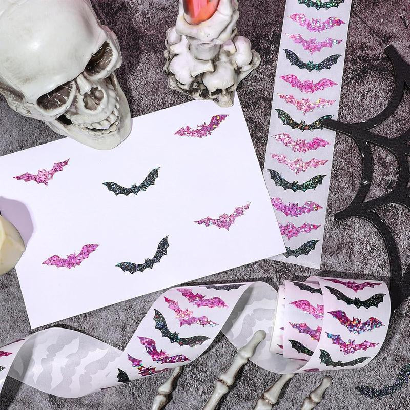 500Pcs Halloween Ghost Stickers Roll Laser Cute Boo Ghost Smiling Pumpkin Holographic Waterproof Self-Adhesive Sticker Decals for Envelope Journal Decor Party Supplies