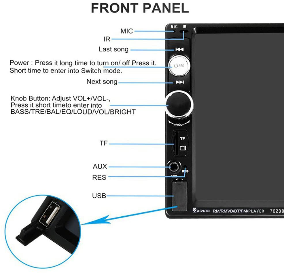 Estereo De Pantalla Para Coche Bluetooth Doble Din Car Stereo Reproductor 7 Inch