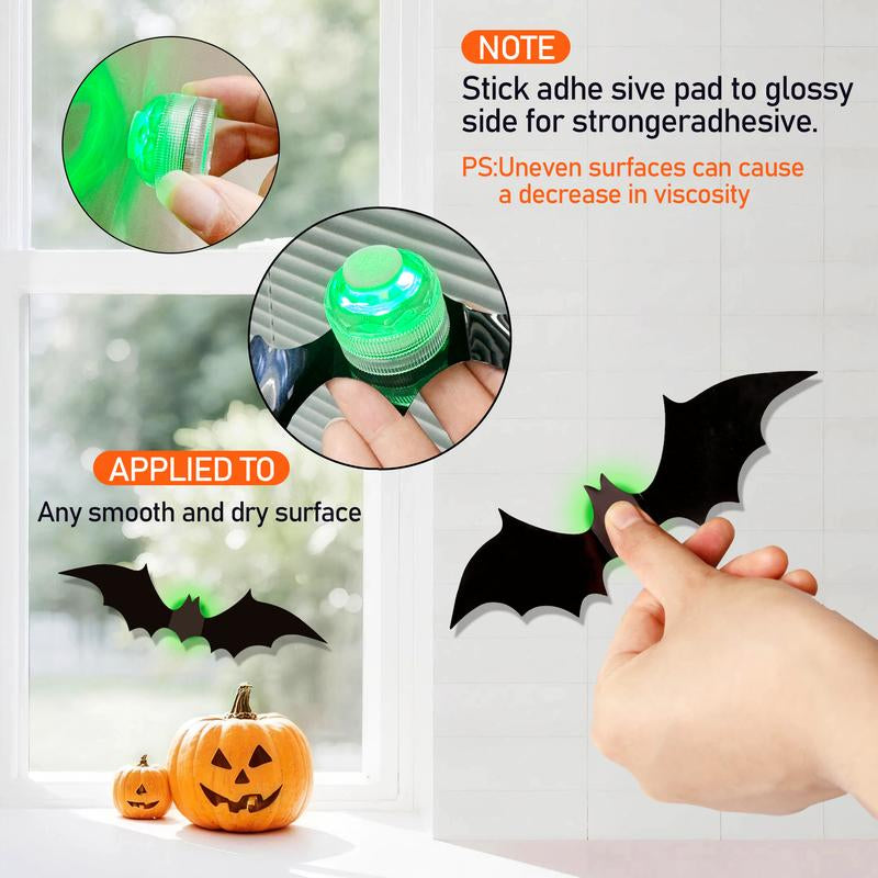 VKK 3D Bat RGB Lights with Remote– Waterproof Decorations Spooky Omaments for Home Party Festival Halloween Easy Installwall Stickers Smooth Application