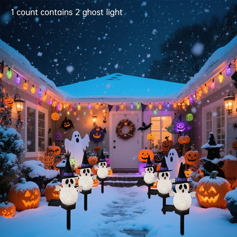 Halloween Pumpkin Ghost Solar Pathway Lights, Waterproof Outdoor Decorations for Yard, Patio, Lawn, Porch, Perfect Halloween Party Supplies