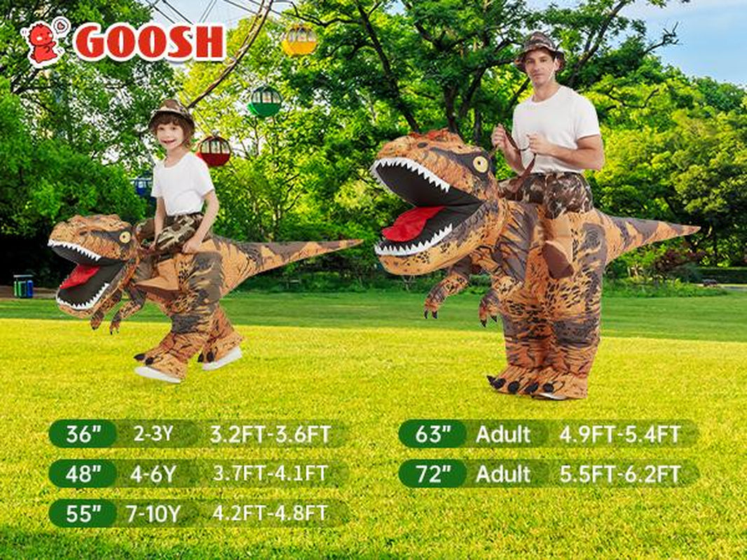 GOOSH Inflatable Dinosaur Costume Adults Halloween Party Blow up T Rex Outfit, Lightweight & Flexible for Cosplay, Parades