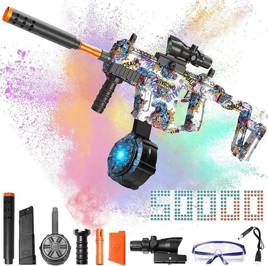 Automatic Dual Mode Gel Balls Blaster Toys Rechargeable Splatter Gel Ball Blaster with Goggles and Ammo Drum, Outdoor Activities Shooting Game Party for Kids 14+ Waterblaster Inflatable Water