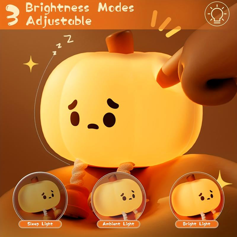 1Pcs Pumpkin Night Light, Cute Pumpkin Fun Gift, Cool Gadget, Halloween Home Decor, Nighttime Lighting, Ambient Room Lighting, Dimmable Bedside Light, Decorative Lamp, Seasonal Decor Style, Cartoon Theme, Smooth Dimming Mechanism, Touch-Sensitive Control
