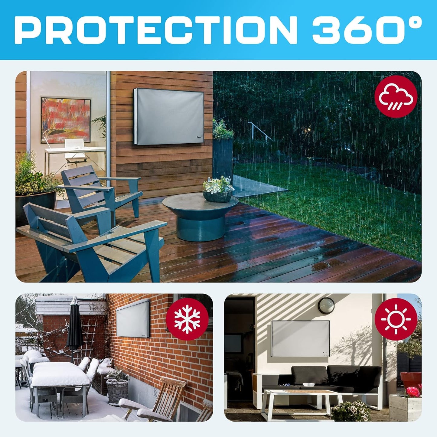 Outdoor TV Cover 50 Inch – Waterproof & Weatherproof TV Enclosure, Smart Shield Screen Protector, outside TV Covers for Moving & Storage - Gray