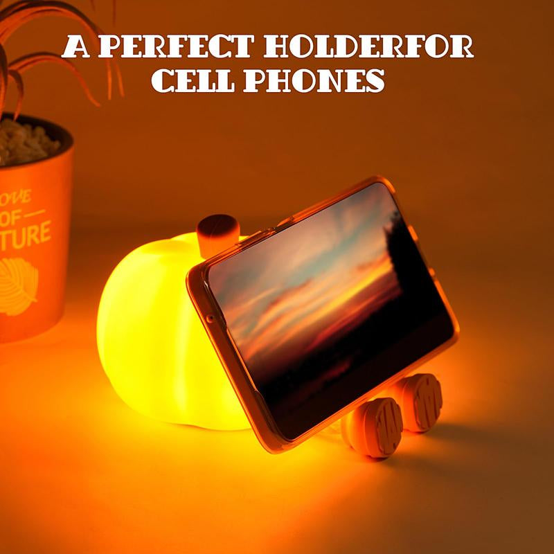 Halloween Pumpkin Night Light, Cute LED Pumpkin Lamp with 3 Level Dimmable, Nursery Nightlight for Kids, Silicone Rechargeable Bedside Touch Lamp, Funny Office Desk and Halloween Decor for Woman and Kids