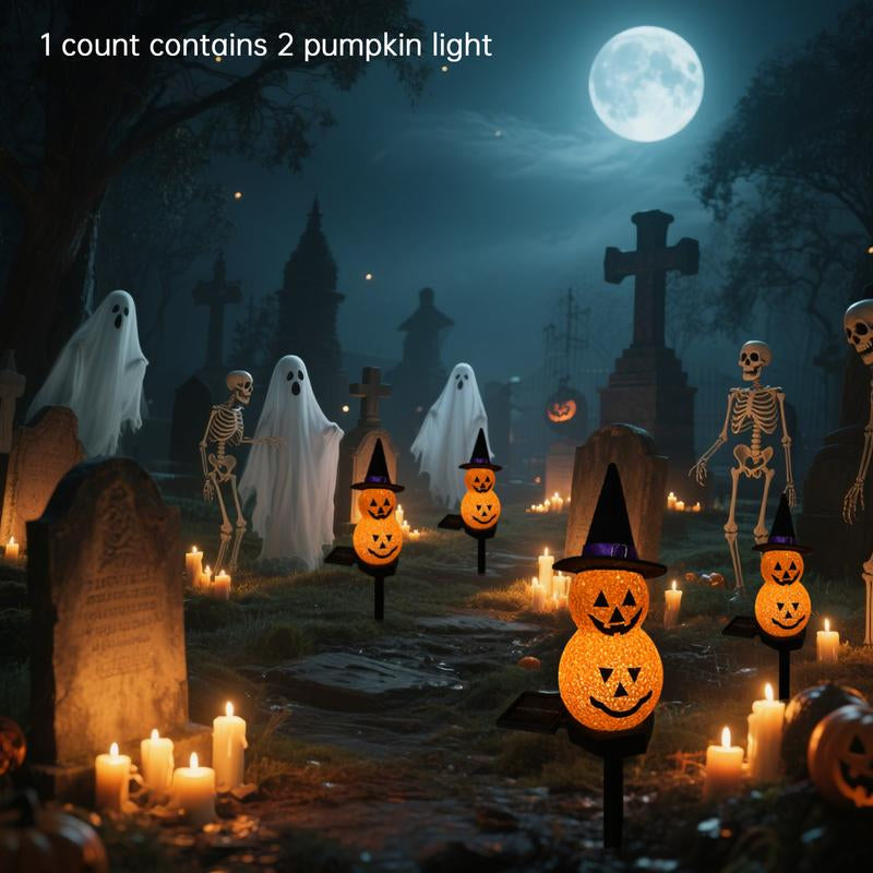 Halloween Pumpkin Ghost Solar Pathway Lights, Waterproof Outdoor Decorations for Yard, Patio, Lawn, Porch, Perfect Halloween Party Supplies