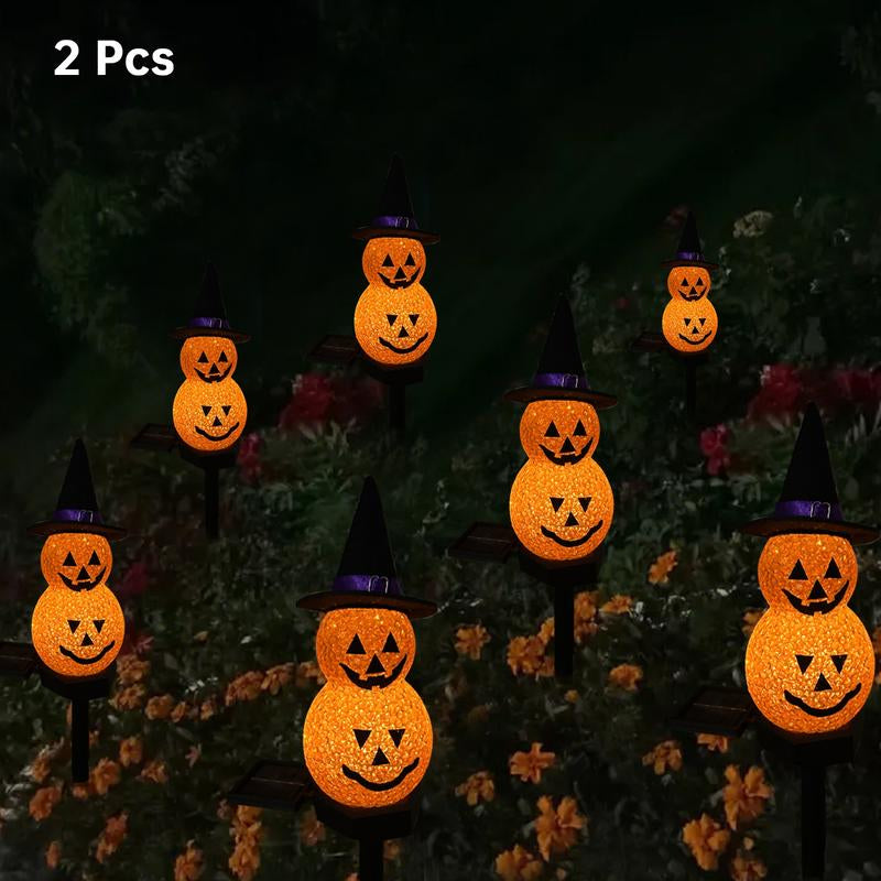 Halloween Pumpkin Ghost Solar Pathway Lights, Waterproof Outdoor Decorations for Yard, Patio, Lawn, Porch, Perfect Halloween Party Supplies