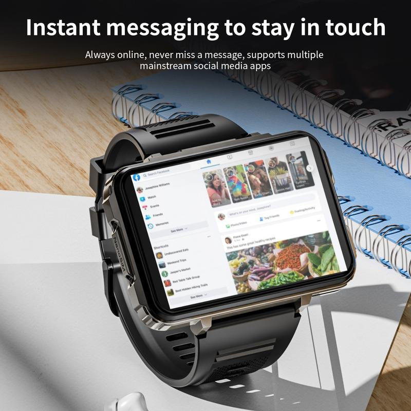 LOKMAT 4G SIM Card Android Smart Watch, 2.4" Large Screen Sport Smartwatch 1500Mah Dual Camera Wifi Bluetooth GPS Smart Watches for Men