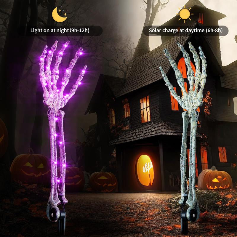 Halloween Decoration, 5 PCS Collasis Lighted Skeleton Arm Stakes, Scary Realistic Hands Bone Waterproof Solar-Powered, Multi-Mode Indoor Outdoor Halloween Ornament