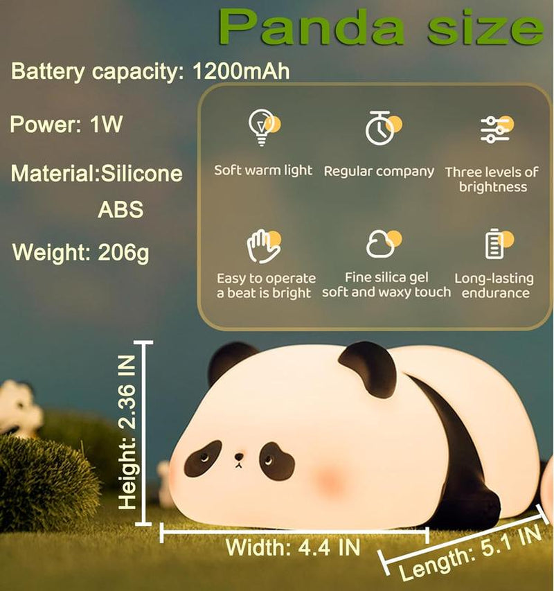 DREAMING MY DREAM Cute Panda Night Light, LED Squishy Novelty Animal Night Lamp, 3 Level Dimmable Nursery Nightlight for Breastfeeding Toddler Baby Kids Decor, Cool Gifts Kids (Panda Pangda) Rechargeable