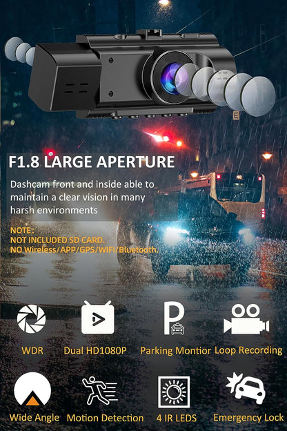 Dual Dash Cam Rear Front Video Recorder Auto anti Theft 1080P Dashboard Camera