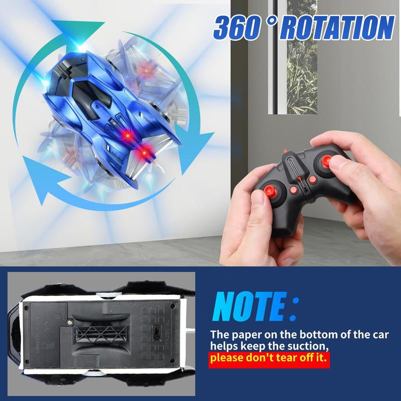 Wall Climbing Remote Control Car, Dual Mode 360° Rotating RC Stunt Cars with Headlight Rechargeable Toys for Boys