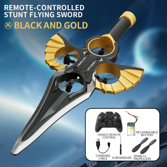 Stunt Drone with Flying Sword Design 360° Aerial Roll & Optical Positioning LED Night Flight Mode Cameras Remote Controlled Stand for Aerial Photography and Videography Dual Folding Jet Rc Rtfrc Plane Dual Battery Remote Flying Toys Control Aircraft