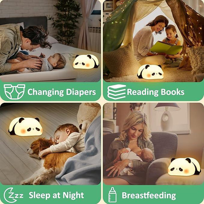 DREAMING MY DREAM Cute Panda Night Light, LED Squishy Novelty Animal Night Lamp, 3 Level Dimmable Nursery Nightlight for Breastfeeding Toddler Baby Kids Decor, Cool Gifts Kids (Panda Pangda) Rechargeable
