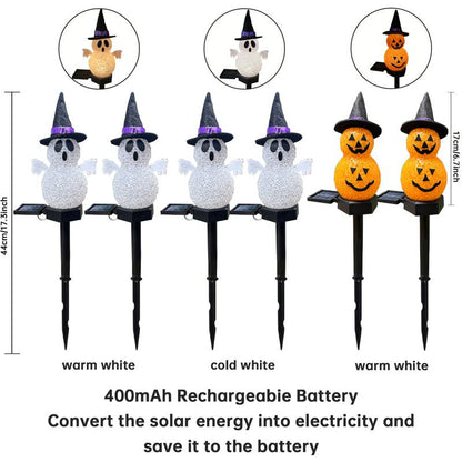 Halloween Pumpkin Ghost Solar Pathway Lights, Waterproof Outdoor Decorations for Yard, Patio, Lawn, Porch, Perfect Halloween Party Supplies