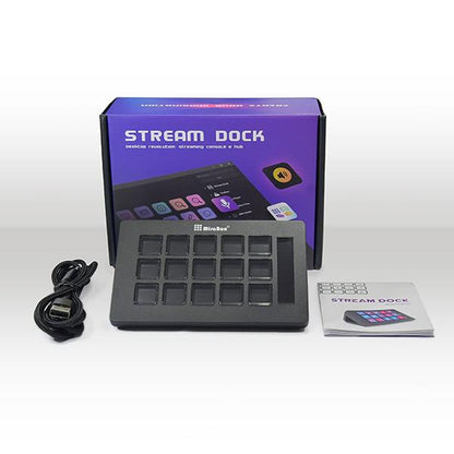 Mirabox Gaming Stream Deck, 15-Key LCD Macro Pad, Streaming Keyboard with Trigger Actions in Obs/Twitch/Youtube, Customizable Shortcut Buttons Visual Keypad Works with Mac and Windows, Setup Essentials for Gamers/Streamers/Content Creators