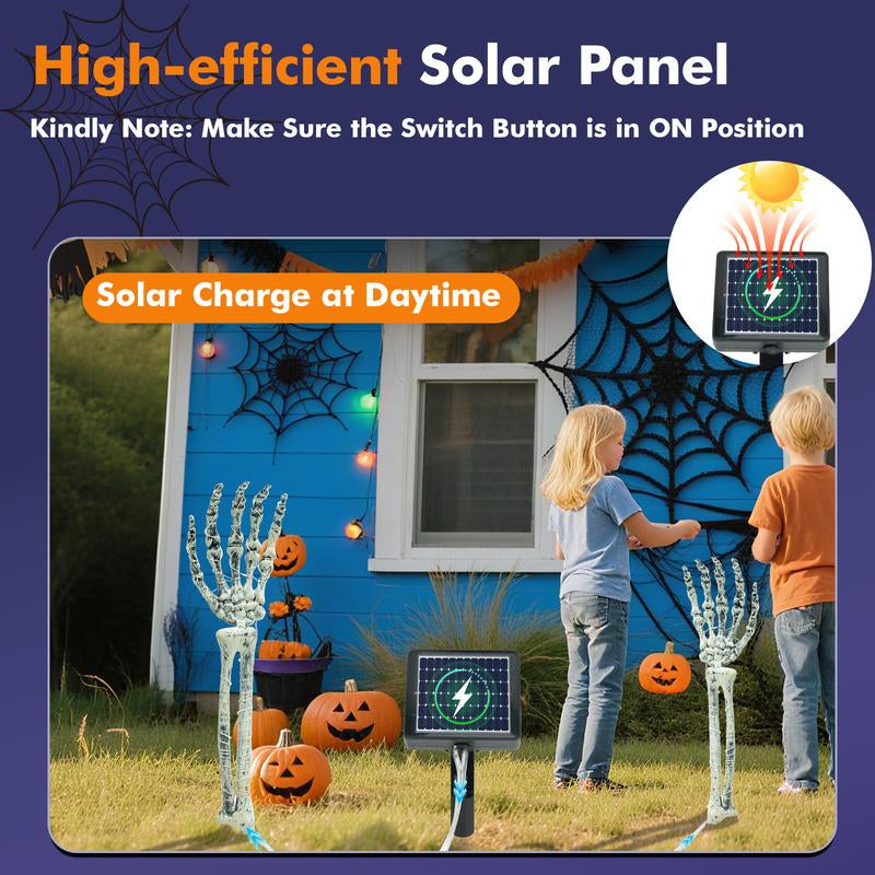 Halloween Decoration, 5 PCS Collasis Lighted Skeleton Arm Stakes, Scary Realistic Hands Bone Waterproof Solar-Powered, Multi-Mode Indoor Outdoor Halloween Ornament